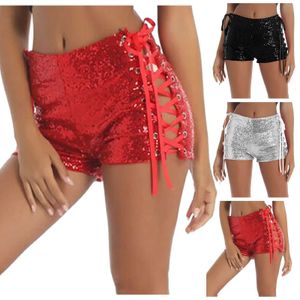 Shorts femminile Nuovo sequestro femminile con paillettes High Waist Sexy Strappy Shower Shorts Shorts Shorts Y2K Hot Woman Short Pants Club indossa Y240504