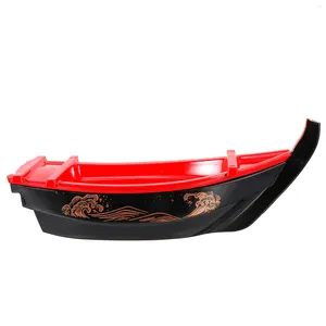 Dinnerware Sets Plate Decorative Black Serving Tray Sushi Boat Flatware Decorate Fruit Holder Melamine Japanese Style Tableware