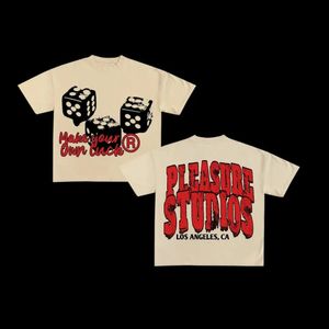 アメリカのサイコロレターグラフィックプリントTシャツY2Kグリンチゴシック特大レトロレトロショートスリーブラウンドネックトップストリートウェディング服240510