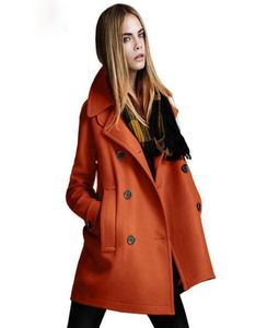 Fashion New style Autumn Loose Style Solid Wool DoubleBreasted Outerwear Women Coats European Style3444726