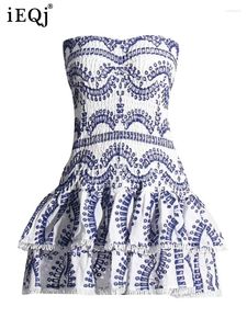 Casual Kleider Designer Mini A-Line-Kleid trägerloser ärmellose Hochtülenplatte Falten Saum Elegante Gewichtsverlust Kleidung 3wm850