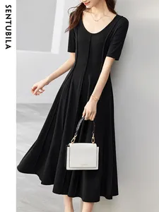 Abiti per feste Sentubila Black Short Short Summer Dress Women 2024 Trendy Elegante Elegante Strect Strecth A Line Slim Swing Long