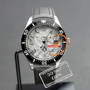 1858 Buzlu Deniz Tarihi 130807 Otomatik Erkekler İzle Çelik Kılıf Seramik Çember Gri Gri Dial Siyah Kauçuk Kayış Saatler Reloj hombre Montre Hommes PureTiMewatch Ptmbl