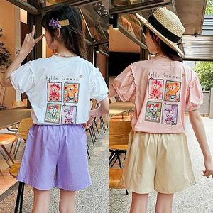 Tシャツ韓国の夏のトップ10代の女の子Tシャツ子供服服ティーンエイジガールズファッショントップストリート服ジュニアガールズスポーツシャツshirtl240509