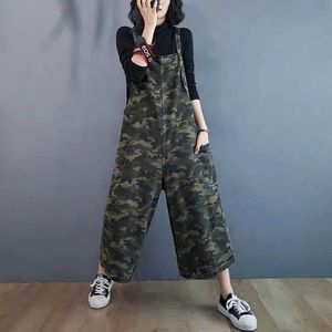 Women's Jumpsuits Rompers Camouflage Jumpsuits for Women Workwear Wide Leg Pants Vintage One Piece Outfit Women Clothing Safari Style Loose Casual Rompers Y240510
