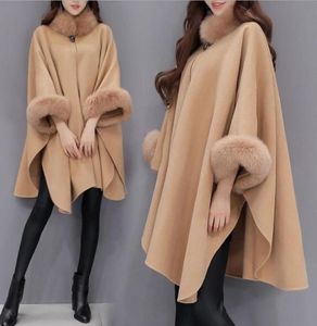 2020 Winter Clothes Fox Hair Lead Long Fund Wool Woollen Overcoat Temperament Cloak Shawl Loose Coat Woman5458440