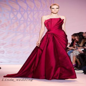 Free Shipping Zuhair Murad Haute Couture Evening Dresses Strapless Floor Length Long Formal Evening Party Gowns Vestidos De Fiesta 274J