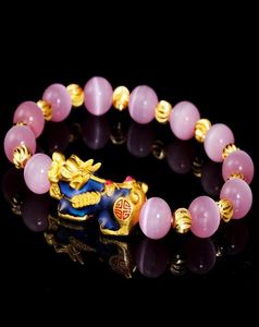 Naturalne koraliki Bransoletka Opal Stone dla mężczyzn kobiety 10 mm pixiu feng shui bogactwo powodzenia biżuteria bijoux drop z koralikami Strands5685298