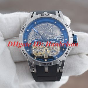 New RDDBEX0481 MEN'S WATCH HOUTEN DIAL Blue Inner Layer Hollow Stail Stains Strap Movement Automatic Movement Automatic Tourb 229K