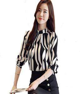 Damskie topy i bluzki 2018 Autumn Nowa moda stojak na drukowanie obroży Kobiety Slim Shirt Long Shirt Shirt Dams Office Woman 4675637