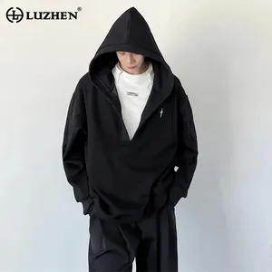 Herren Hoodies Luzhen 2024 Spring Fashion Tops High Street Big V Neck Männer Trendy Original Design American Casual Sweatshirt LZ2892