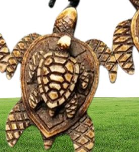 12 PCS Fashion Jewelry Imitation Yak Bone Carving Turtles Pendant Justerbar sladdhalsband62734916090611