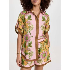 Undefined Designer Womens Ale Pant Sets Girls Marke Luxus gelbes zweiteiliger Hosen Set 2 bemalte gedruckte Hemdbluse und kurze Hosen Anzug Sommer 2024