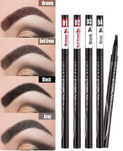 Waterproof Natural Eyebrow Pencil Fourclaw Eye Brow Tint Makeup three Colors Brown Black Grey Brush Cosmetics9306695