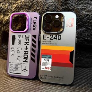 Cell Phone Cases Plane Ticket Label Electroplated Phone Case for iPhone 11 12 13 14 15 Pro Max XS X XR 7 8 Plus SE 2 2020 Shock Absorber Cover J240509