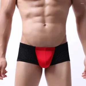 Underpants Boys Sexy Underwear For Men Nylon Color Blocking Youth Bottom Lingerie Pants Casual Boxer Shorts Gays Mesh Breathable Aro