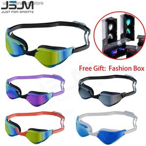 Tauchbrille JSJM Professionelle Anti-Nebel-Schwimmbrille für Männer und Frauen mit hochauflösender Weitwinkellinse wasserdicht einstellbares Silikon Q240410