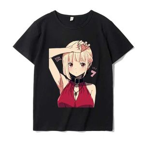 Kadın T-Shirt Tshirts Japon anime çizgi film tişört yaz bluz giysileri kadın y2k gömlek üstleri giyim kawaii ts lycoris geri tepme grafik y240509