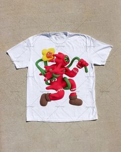 Europäische und amerikanische Mode lose und vielseitiger Cartoon gedruckt kurzärmelige Frauen Street Street Hip-Hop Retro übergroße T-Shirt Männer 240430
