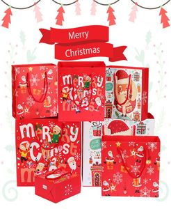 メリークリスマスギフトラップペーパーバッグクリスマスツリーパッキングスノーフレークキャンディボックス新年子供の好意バッグ装飾5849422