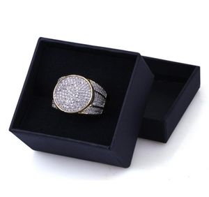 Mens Hip Hop Gold Rings Jewelry Fashion Iced Out Ring Simulation Diamond Rings For Men6313429