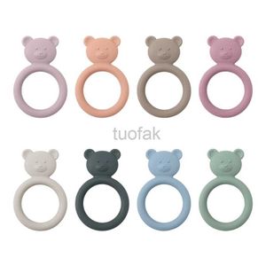 Teethers Toys New silicone baby teeth toy baby teeth 6-12 months cartoon bear shaped chewing toy boy and girl plush toy baby supplies d240509