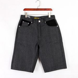 Utskrift korta denim raka jeans tvättade män jean shorts mäns shorts jean sommar casual mode ficka designer denim svart