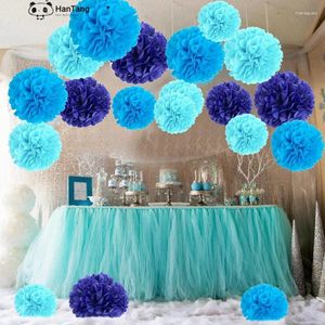 Dekorativa blommor 15/20 cm 10 -stycken Pompon Flower Tissue Paper Pom Poms för bröllopsdekoration Bil Artificial Craft Balls 5Z