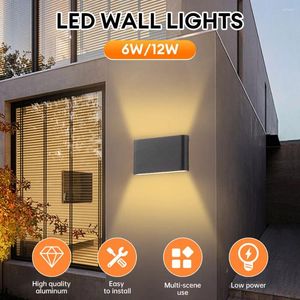 Wall Lamp 6/12W LED Indoor Outdoor Light Waterproof Porch Corridor Fence Aluminum Warm Bedside