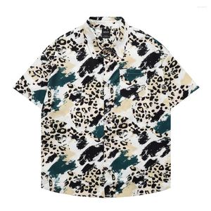 Men's Casual Shirts Men Retro Hawaiian Beach Harajuku Leopard Print Shirt Streetwear Hip Hop Summer Unisex Aloha Button Top