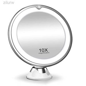 Kompakta speglar flexibel 10x förstoringsglas LED LightingTouch -skärm bärbar fåfänga smink torr batteri D240510