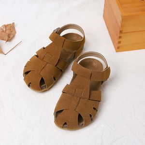 2024 Spring New Korean Edition Versatile Boken Girls' Leather Shoes Children's Sandals