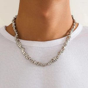 Ketten Einfaches Design unregelmäßiger Perlen Halsketten für Männer Frauen trendy kreative silberne Farbe CCB Neck -Kette Männlicher Modeschmuck