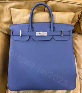 10s Helt handgjorda tygväska Designer Bag Classic Luxury Clamshell 40/50cm Custom Importerat Clemence Leather Exquisite Beeswax Thread Hand Sying With Box