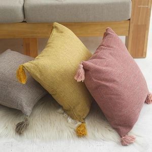 Pillow 45x45cm Yellow Linen Cover Sofa Decorative Throw Retro Bohemia Living Room Housse De Coussin Home Decor