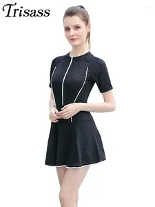 Costume da bagno femminile Trisass 2024 monopezzo femminile da bagno con gonna a maniche corte a maniche corte-mono-prota