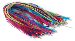 100pcs 18 cores Organza Ribbon Colar Cord Organza Ribbon String com fecho de lagosta para jóias de bricolage, tornando ajustável 1719 polegada37666187