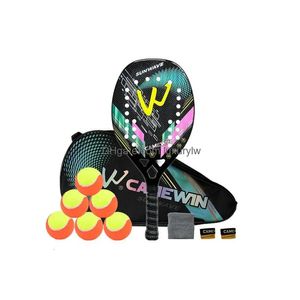 Tennis Rackets In Stock 3K 12K Camewin Fl Carbon Fiber Rough Surface Beach Racket With Er Bag Send Overglue Gift Presente Drop Delive Dhcgf