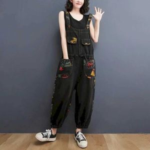 Kvinnor Jumpsuits Rompers Denim Jumpsuits for Women Korean Style Vintage Playsuits Casual Cross Pants Loose byxor Överdimensionerade overaller för kvinnor kläder y24jct00