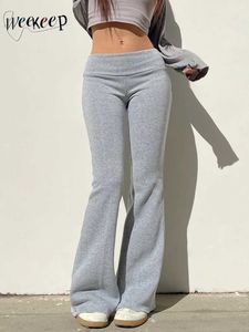 Calça feminina capris weeeep casual sólido calça baixa calça de salto baixo feminino Basic Ultra Fitness Tights Sports Sports Sports Korean Fashion Street Clothing Y2K Pantsl2405