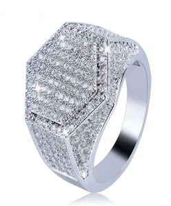 Hip Hop Fashion Men039S Ring Gold Silver Gold Glitter Micro Pillow Cubic Zirconia Zircetric Ring Size 713458932