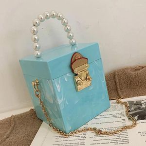 Bag Pearl Tote Hard Box 2024 High-quality PU Leather Women's Designer Handbag Chain Shoulder Messenger Mini Banquet