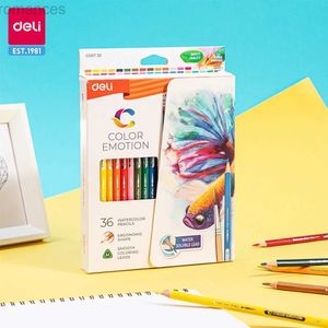 Bleistifte Deli Aquarell Stift 24/24/36 Farbmalerei Stiftkunst Set Childrens Malerei Skizzieren Aquarell Stift Set D240510