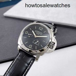 Серые беременные наручные часы Panerai Luminor 1950 Series 44 мм Диаметр Дата Дисплят Автоматические механические мужские часы PAM00321 Стальная двойная часовая зона Дисплей мощности