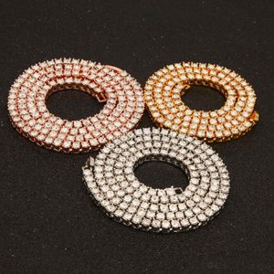 Yeni moda cazibesi hip hop mücevher cezalandırma bling buzlu boş bijoux rhinestones kolye 3mm 4mm genişlik gümüş gül altın altın 1 satır tenis 303f