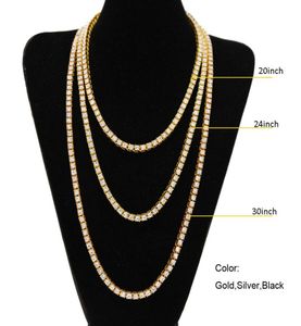 Stil män hiphop enkel rad full 5mm strasslegering halsband populära vipprappare bling is ut tennis smycken guld silve4119149