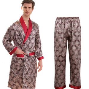 Cotton pajama set 7XL two-piece mens bathroom shorts set silk pajamas mens kimono household soft and comfortable long sleep bathrobe 240508