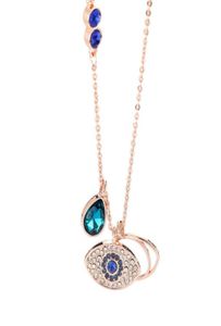 Silver Eye of the Devil Amulet Pendant Halsband Turkiet Blue Eyes Choker Statement Necklace Women Girl Present med Present Box81713719988974