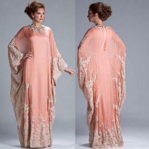 Koronkowe aplikacje wieczorne suknie balowe muzułmańskie sukienki imprezowe Caftan 2019 Arabian Dubai Mother of the Bride sukienki 294Q