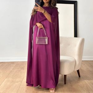 Elegant Chiffon Evening Maxi Dress Women Formal Solid Loose Coak Sleeve Party Cocktail Wedding Long Dresses 240510